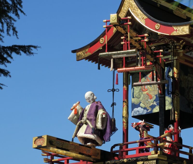Close up details of the floats during the Takayama Autumn Festival in Japan