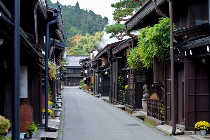 Takayama old town Sannomachi street in Takayama city, Japan